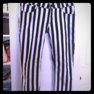 Selena Gomez Black & White striped jeans